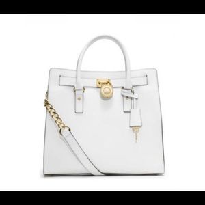 Michael Kors Large Hamilton - White Leather Tote